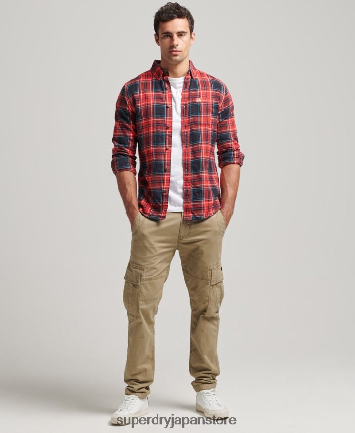 オーガニックコットン ランバージャックチェックシャツ 男性 Superdry 衣類 赤 2J62PZ206