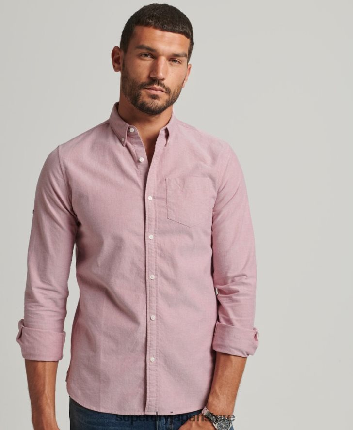 オーガニックコットンユニオックスフォードシャツ 男性 Superdry 衣類 赤 2J62PZ207