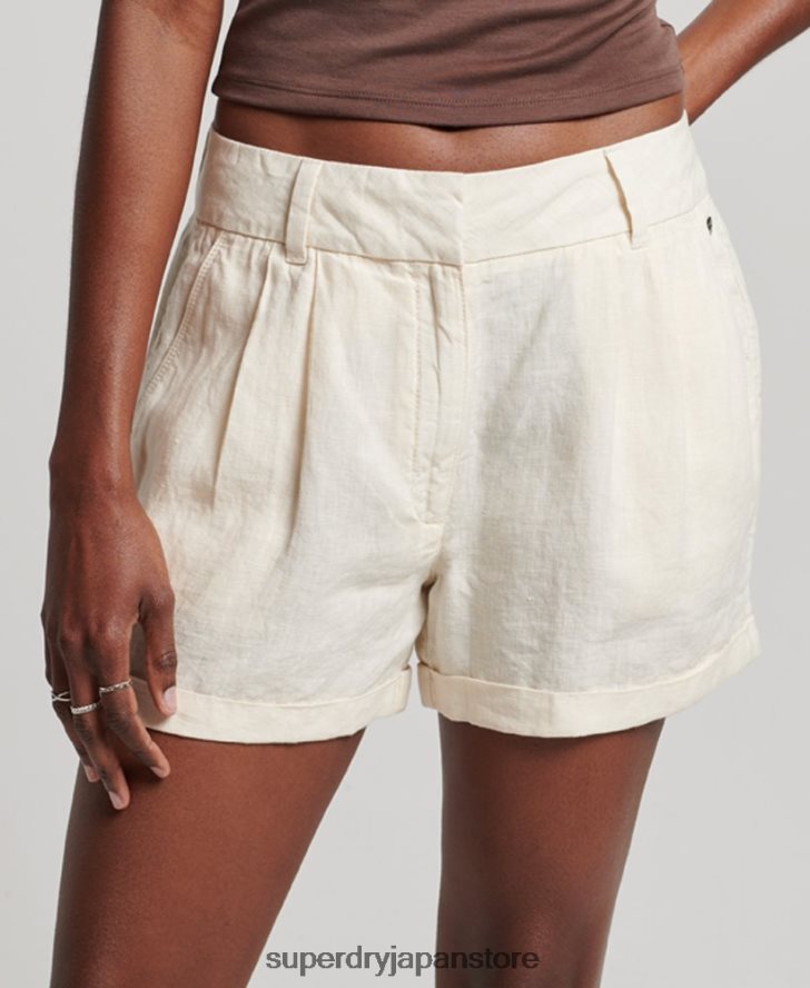 オーバーダイリネンショーツ 女性 Superdry 衣類 クリーム 2J62PZ2070