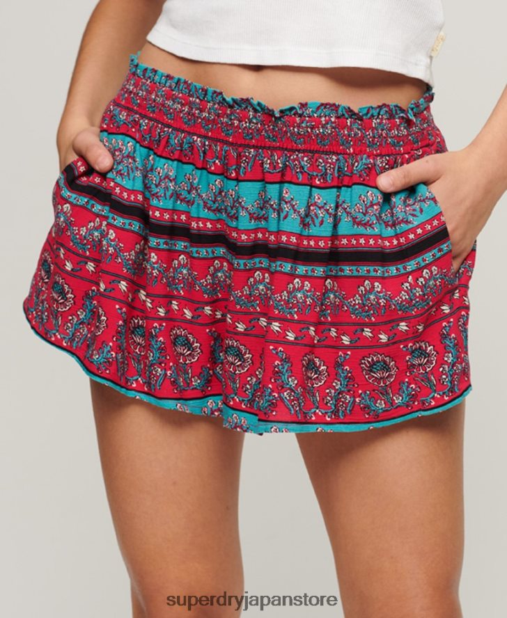 スモッキングビーチショーツ 女性 Superdry 衣類 ピンク 2J62PZ2076