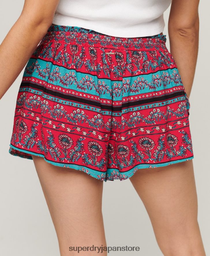 スモッキングビーチショーツ 女性 Superdry 衣類 ピンク 2J62PZ2076