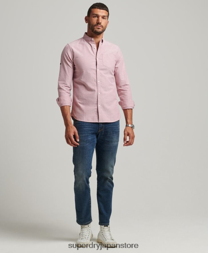 オーガニックコットンユニオックスフォードシャツ 男性 Superdry 衣類 赤 2J62PZ207