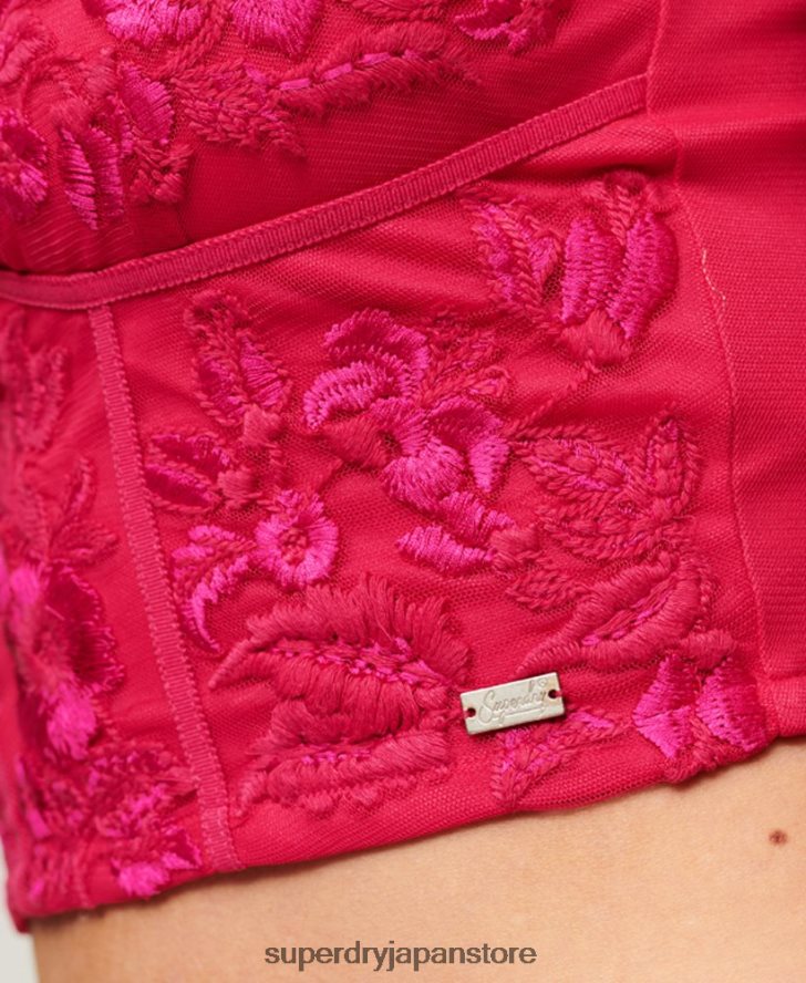 フラワーエンブロイダリー コルセットトップ 女性 Superdry 衣類 ピンク 2J62PZ2088