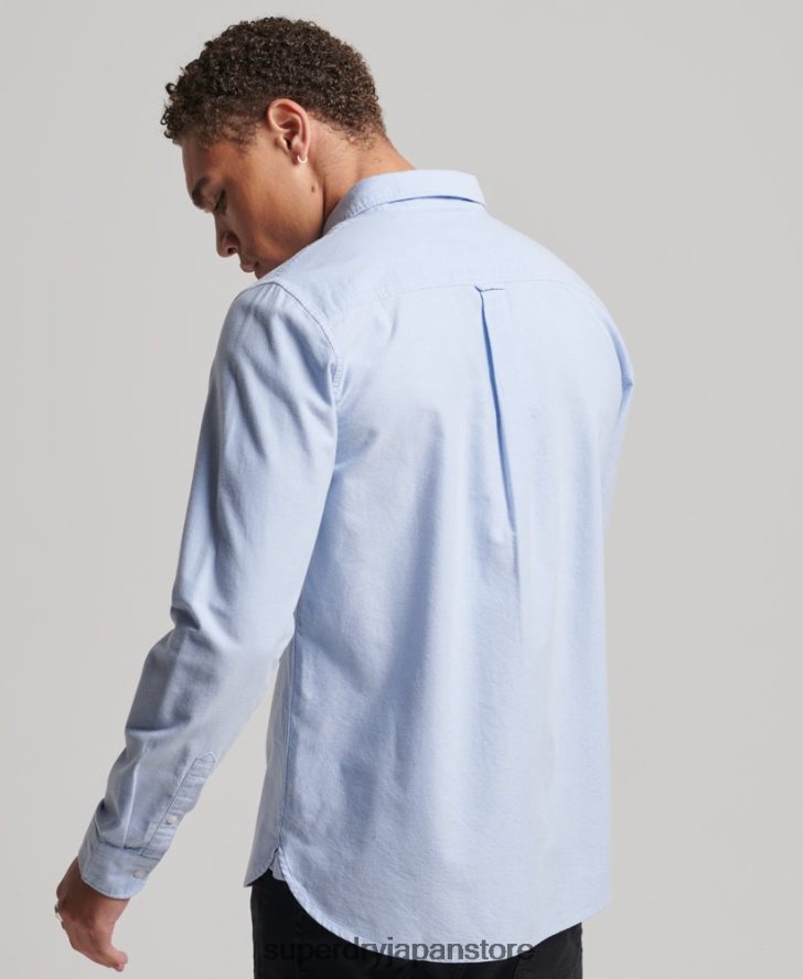 オーガニックコットンのヴィンテージオックスフォードシャツ 男性 Superdry 衣類 青 2J62PZ208