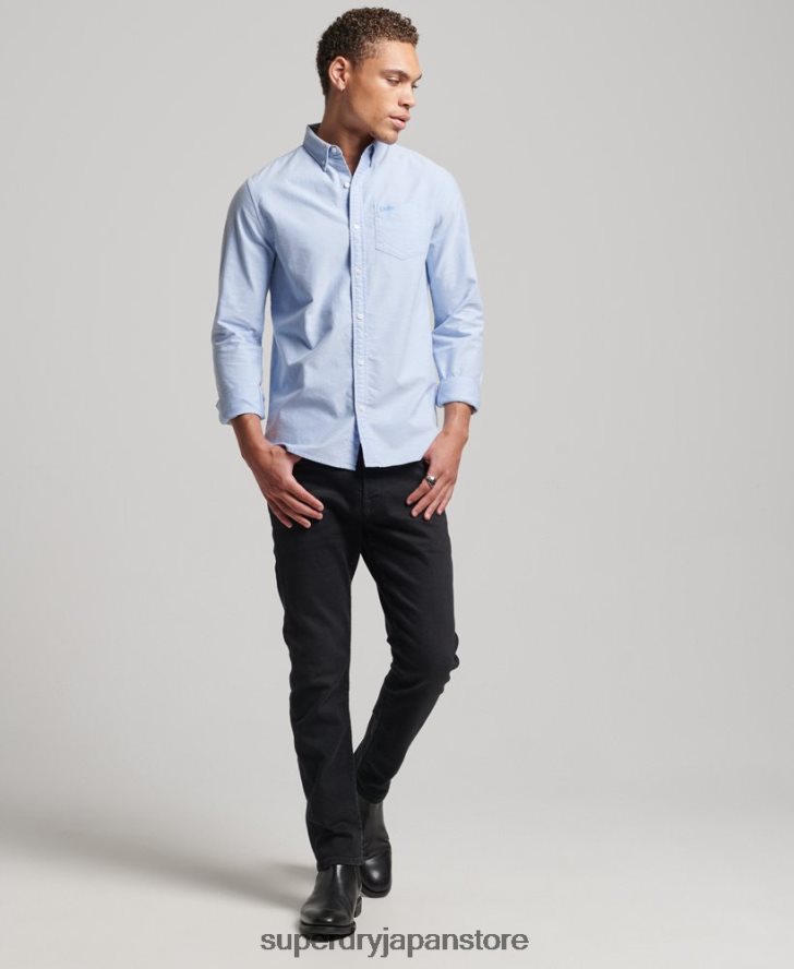 オーガニックコットンのヴィンテージオックスフォードシャツ 男性 Superdry 衣類 青 2J62PZ208