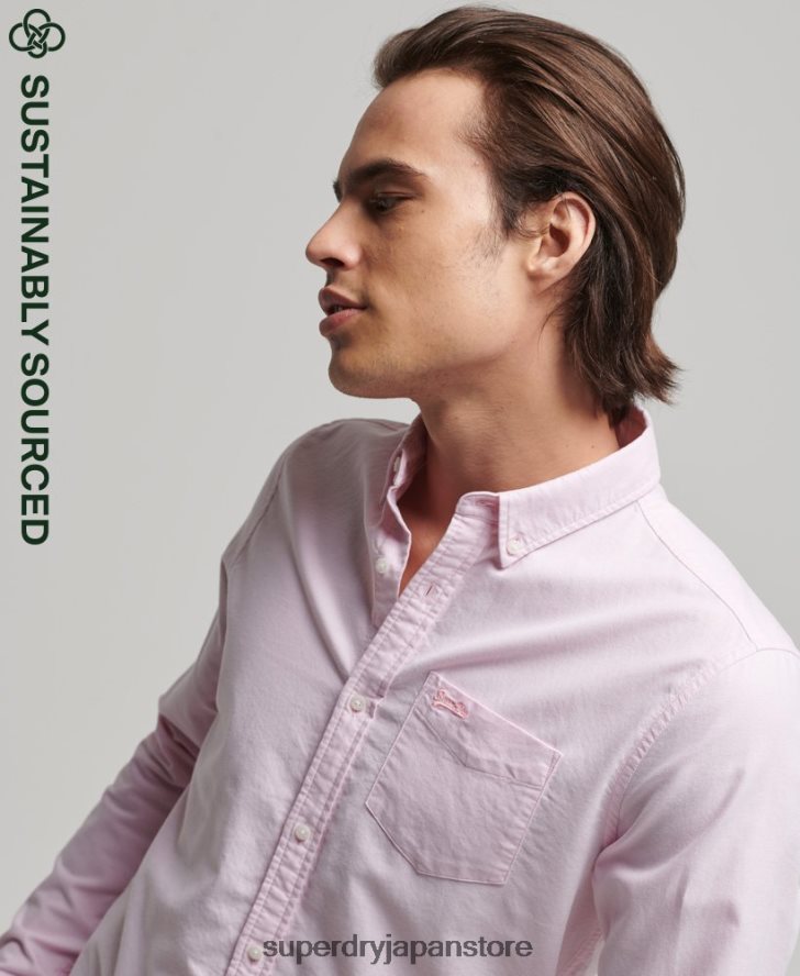 オーガニックコットンのヴィンテージオックスフォードシャツ 男性 Superdry 衣類 ピンク 2J62PZ209