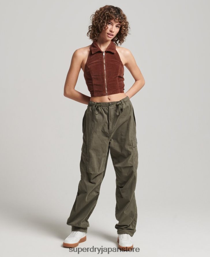 襟付きジップスルーベルベットトップ 女性 Superdry 衣類 茶色 2J62PZ2092