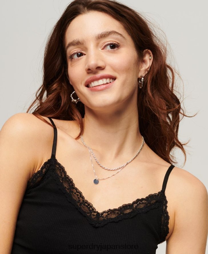 リブレーストリムキャミトップ 女性 Superdry 衣類 黒 2J62PZ2098