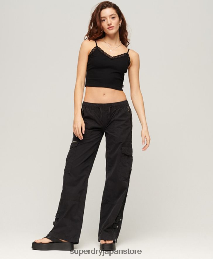 リブレーストリムキャミトップ 女性 Superdry 衣類 黒 2J62PZ2098