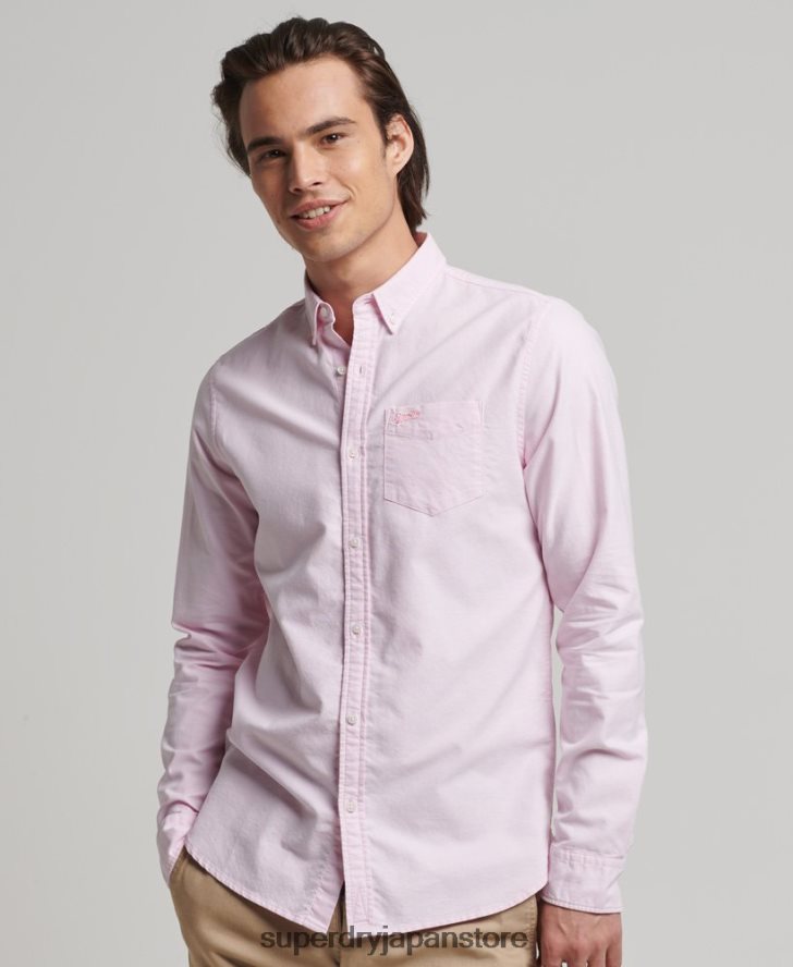 オーガニックコットンのヴィンテージオックスフォードシャツ 男性 Superdry 衣類 ピンク 2J62PZ209