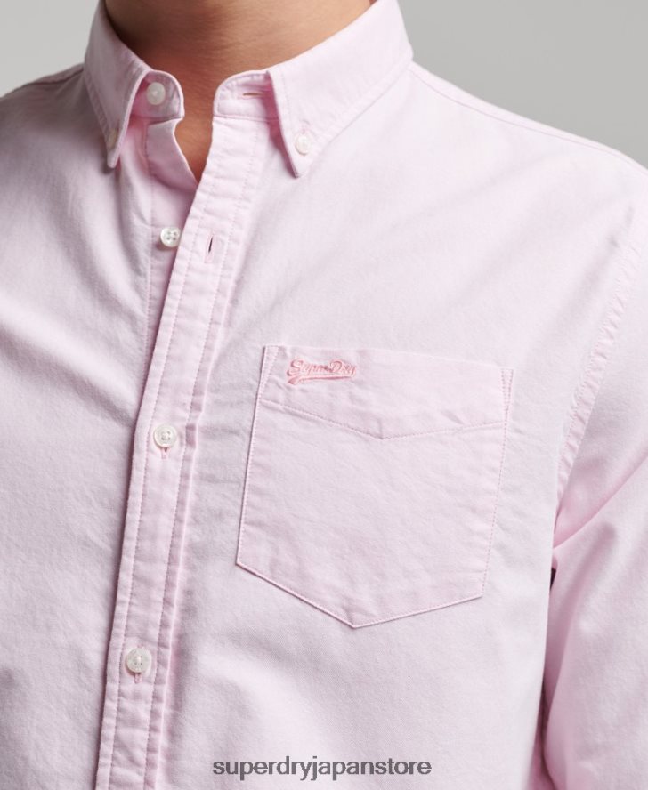 オーガニックコットンのヴィンテージオックスフォードシャツ 男性 Superdry 衣類 ピンク 2J62PZ209