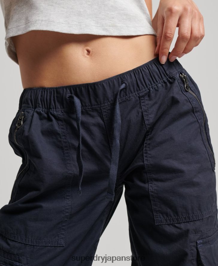 ローライズワイドレッグカーゴパンツ 女性 Superdry 衣類 海軍 2J62PZ2103