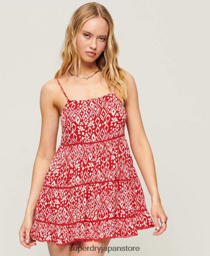 ミニビーチキャミドレス 女性 Superdry 衣類 赤 2J62PZ2107