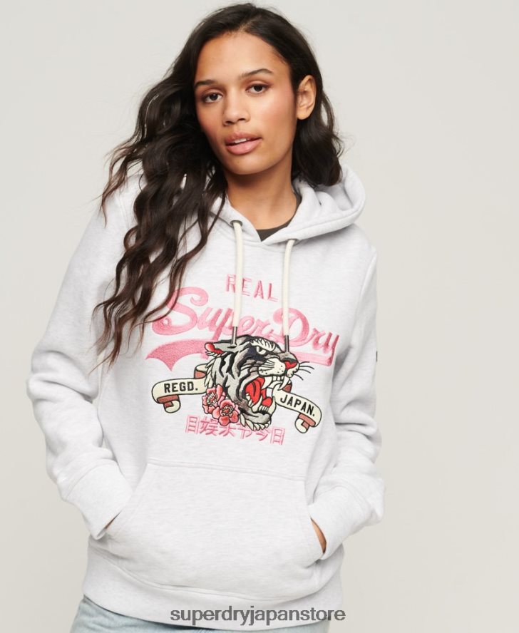 ヴィンテージロゴナラティブパーカー 女性 Superdry 衣類 ライトグレー 2J62PZ2108