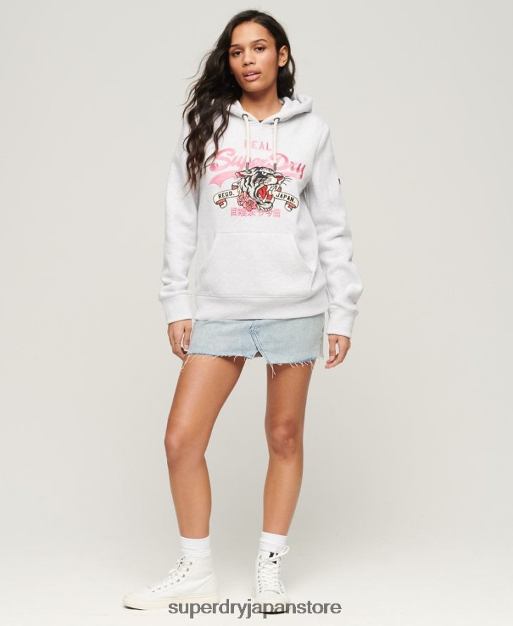 ヴィンテージロゴナラティブパーカー 女性 Superdry 衣類 ライトグレー 2J62PZ2108