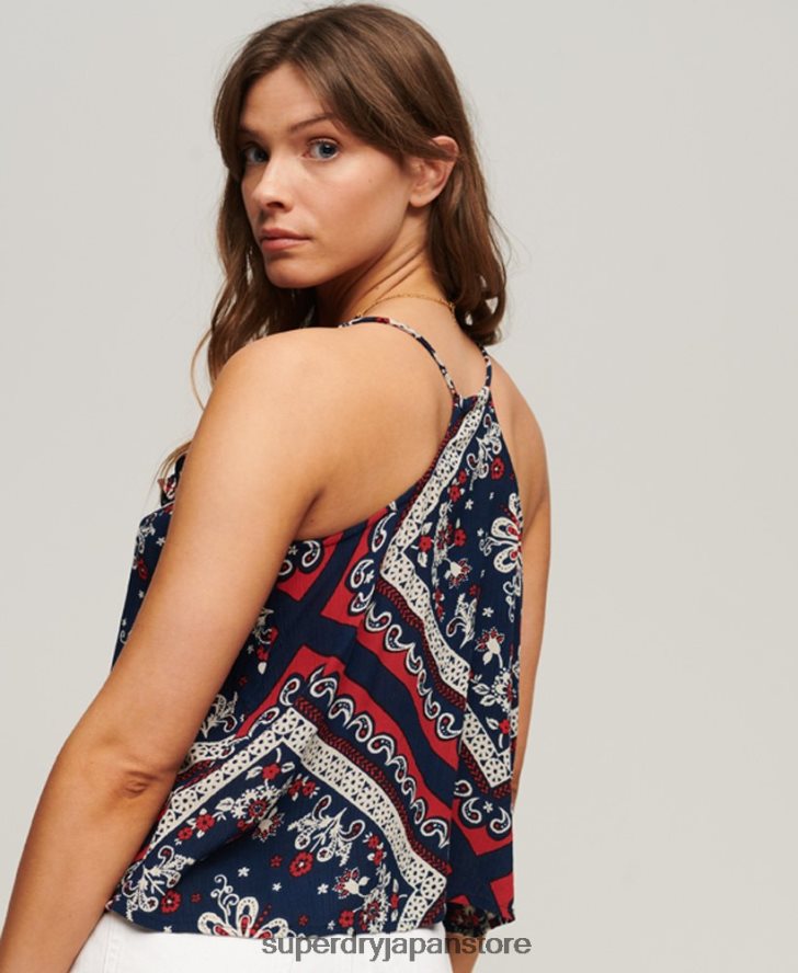 プリントフリルキャミトップ 女性 Superdry 衣類 青 2J62PZ2111