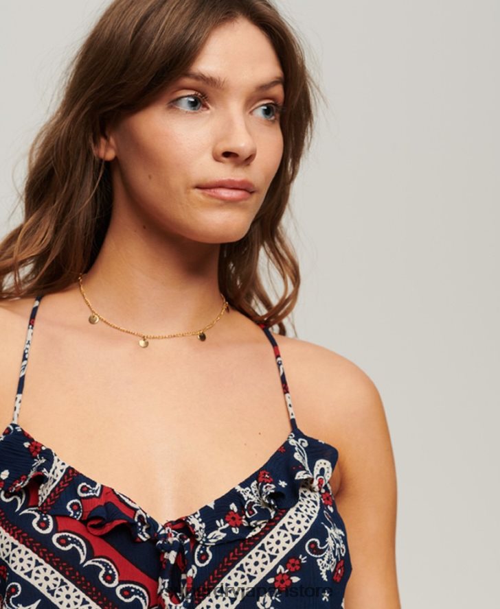 プリントフリルキャミトップ 女性 Superdry 衣類 青 2J62PZ2111