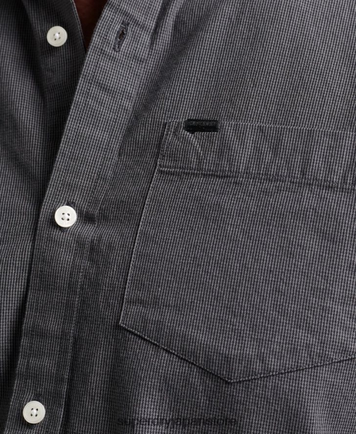 コットンマイクロチェックシャツ 男性 Superdry 衣類 グレー 2J62PZ211