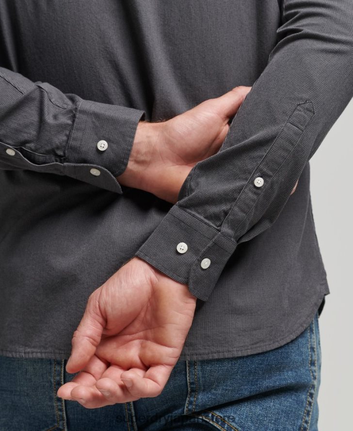 コットンマイクロチェックシャツ 男性 Superdry 衣類 グレー 2J62PZ211