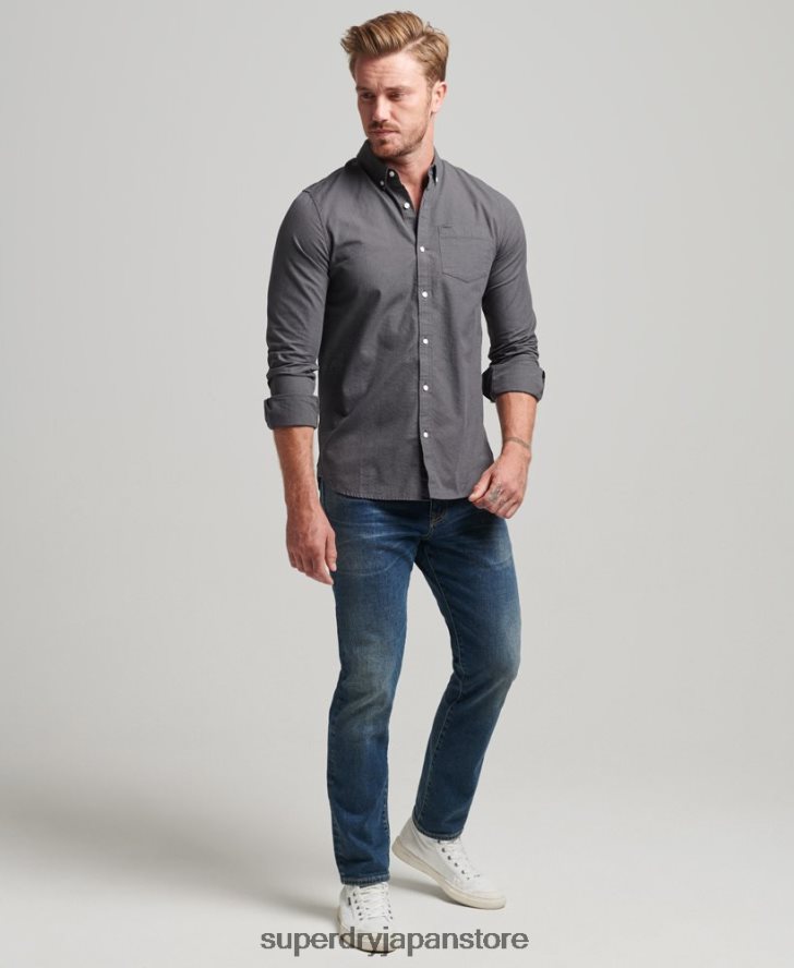 コットンマイクロチェックシャツ 男性 Superdry 衣類 グレー 2J62PZ211