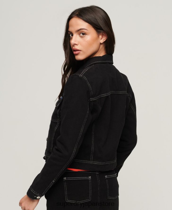 作業着クロップドジャケット 女性 Superdry 衣類 黒 2J62PZ2126