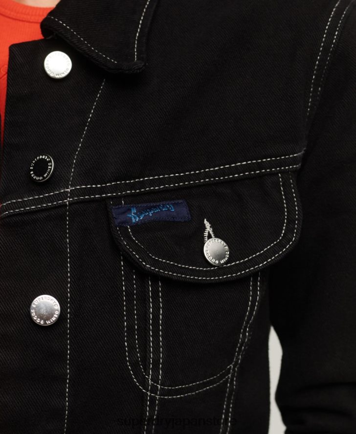 作業着クロップドジャケット 女性 Superdry 衣類 黒 2J62PZ2126