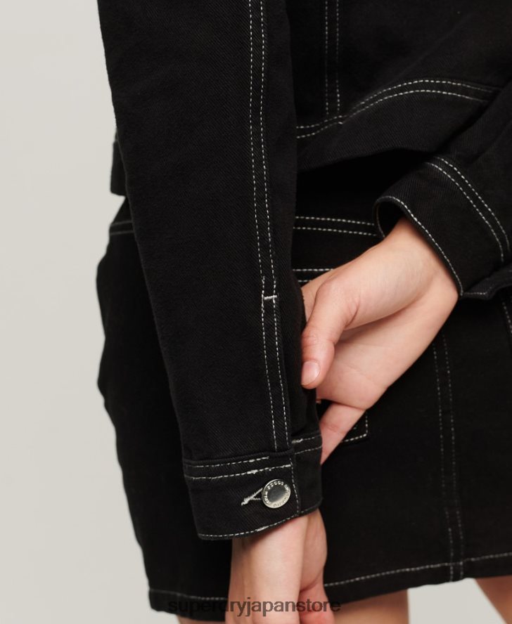 作業着クロップドジャケット 女性 Superdry 衣類 黒 2J62PZ2126