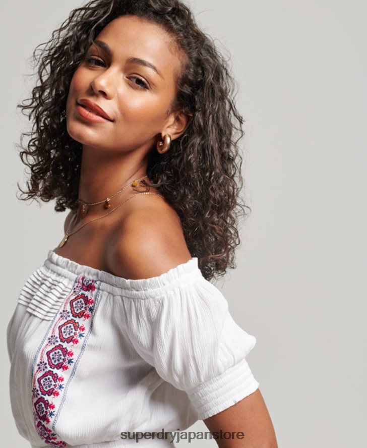 スモックエンブロイダリー トップス 女性 Superdry 衣類 白 2J62PZ2127