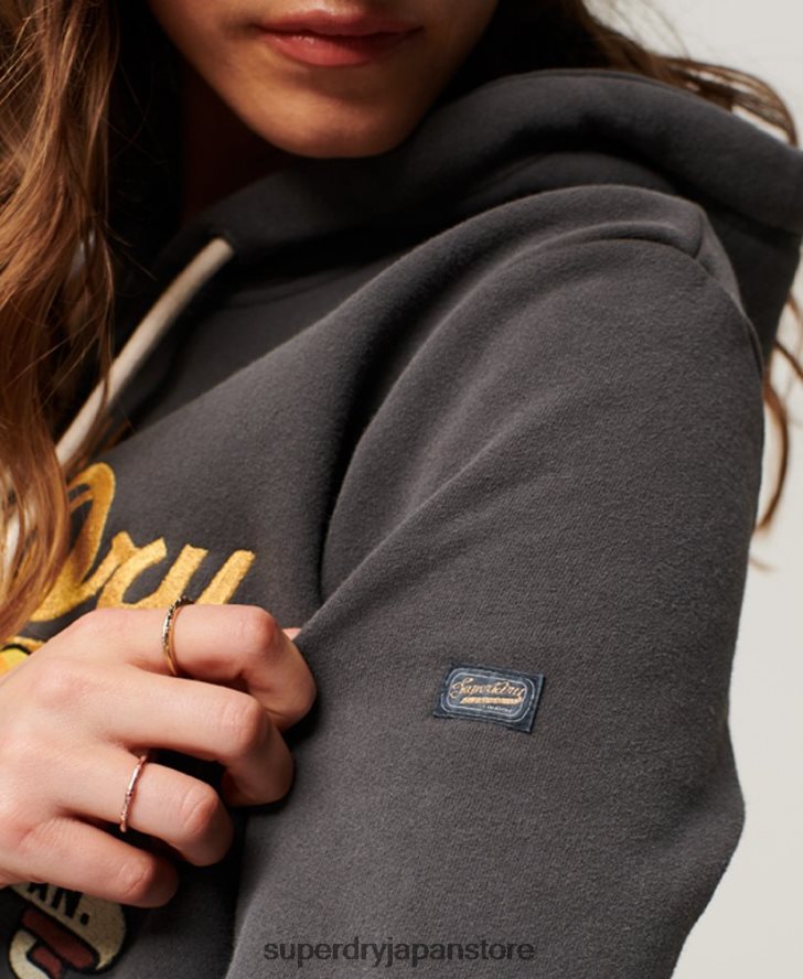 ヴィンテージロゴナラティブパーカー 女性 Superdry 衣類 濃い灰色 2J62PZ2128
