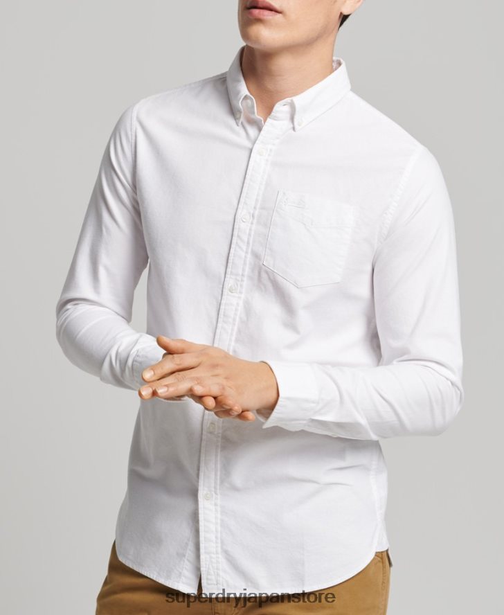 オーガニックコットンのヴィンテージオックスフォードシャツ 男性 Superdry 衣類 白 2J62PZ212