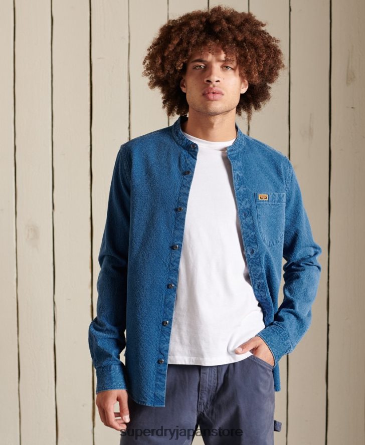 インディゴヘンリーワークウェアシャツ 男性 Superdry 衣類 青 2J62PZ213