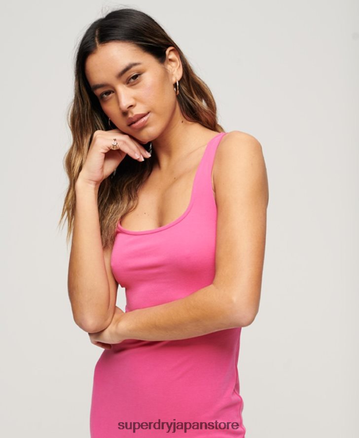 スクエアネックジャージーミディド​​レス 女性 Superdry 衣類 ピンク 2J62PZ2132