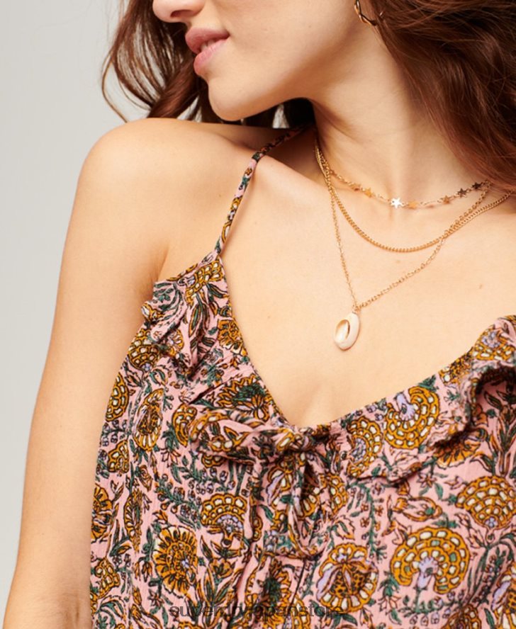 プリントフリルキャミトップ 女性 Superdry 衣類 ピンク 2J62PZ2133