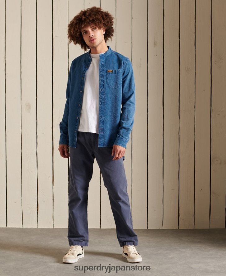 インディゴヘンリーワークウェアシャツ 男性 Superdry 衣類 青 2J62PZ213