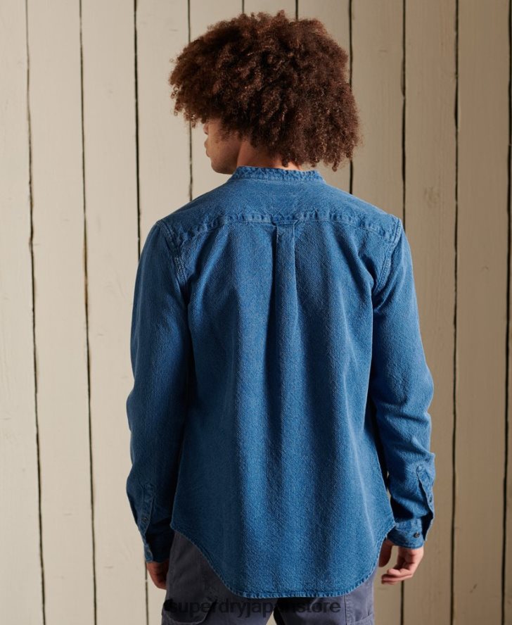 インディゴヘンリーワークウェアシャツ 男性 Superdry 衣類 青 2J62PZ213
