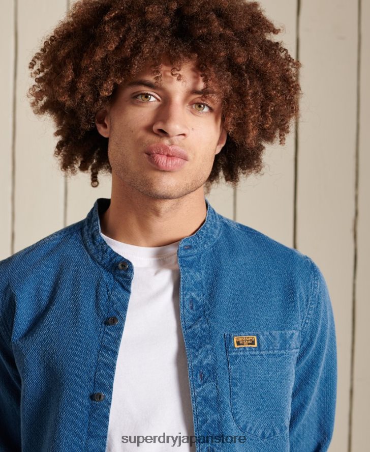 インディゴヘンリーワークウェアシャツ 男性 Superdry 衣類 青 2J62PZ213