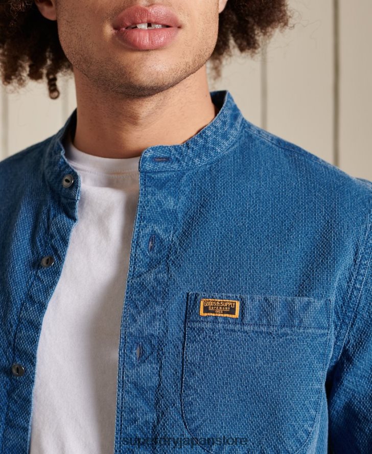 インディゴヘンリーワークウェアシャツ 男性 Superdry 衣類 青 2J62PZ213
