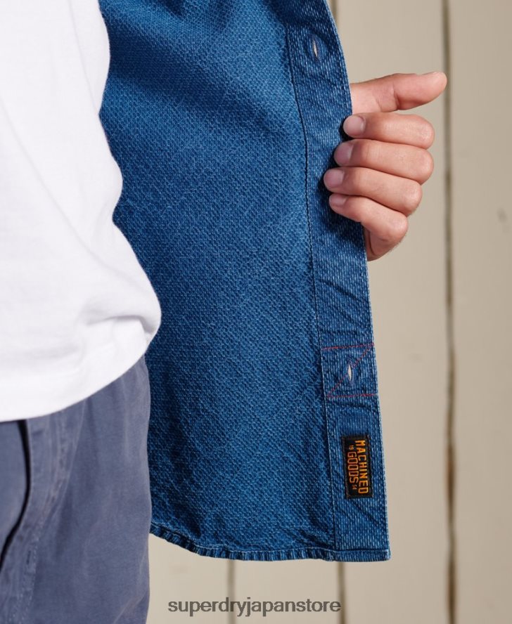 インディゴヘンリーワークウェアシャツ 男性 Superdry 衣類 青 2J62PZ213
