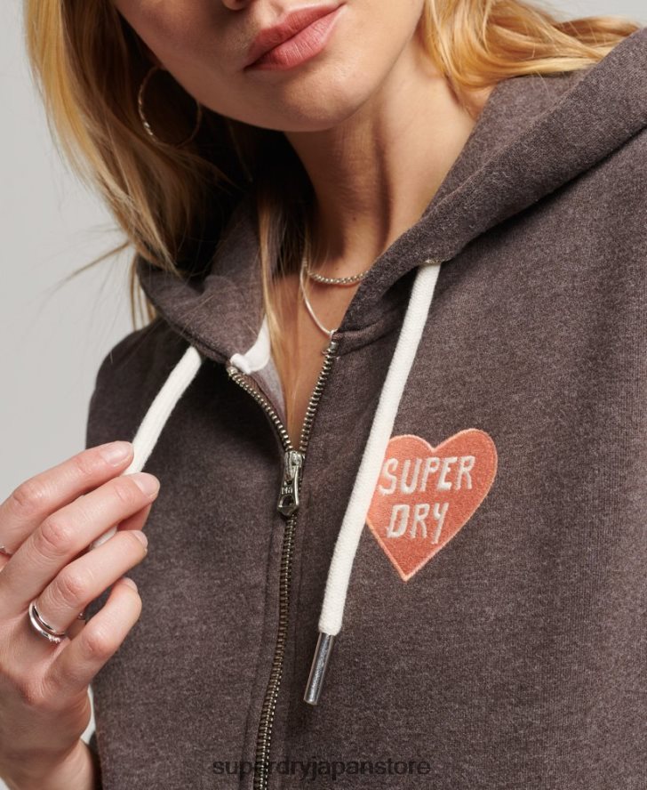 ヴィンテージカリカットアウトジップパーカー 女性 Superdry 衣類 茶色 2J62PZ2142