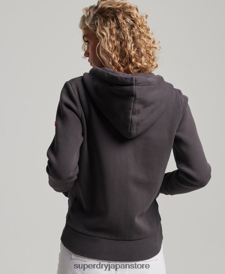 ヴィンテージロゴネオンジップパーカー 女性 Superdry 衣類 濃い灰色 2J62PZ2143