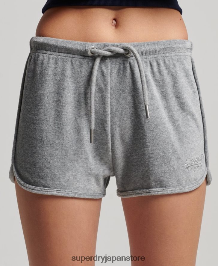 ヴィンテージロゴベロアレーサーショート 女性 Superdry 衣類 グレー 2J62PZ2148