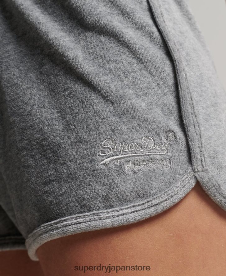 ヴィンテージロゴベロアレーサーショート 女性 Superdry 衣類 グレー 2J62PZ2148