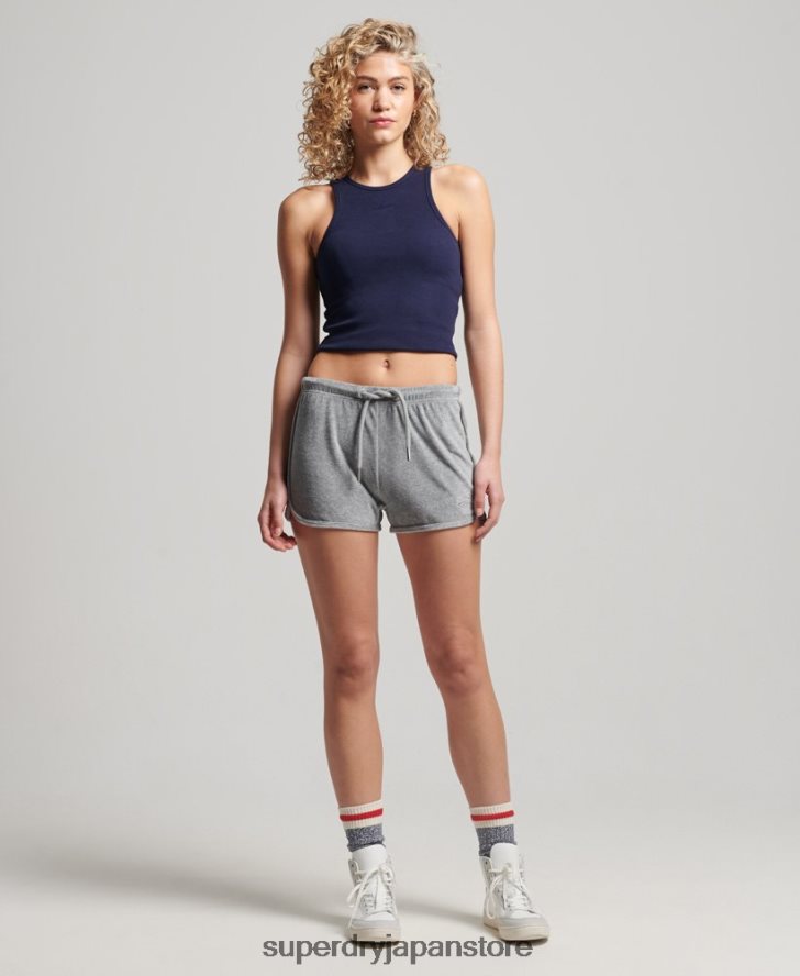 ヴィンテージロゴベロアレーサーショート 女性 Superdry 衣類 グレー 2J62PZ2148