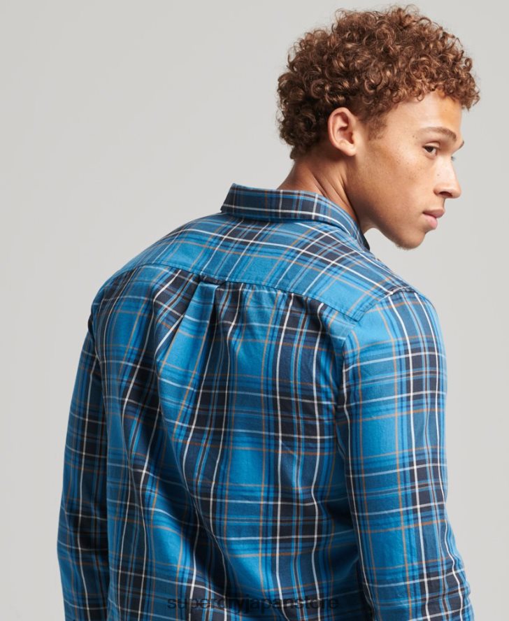 コットンチェックマーチャントシャツ 男性 Superdry 衣類 青 2J62PZ214