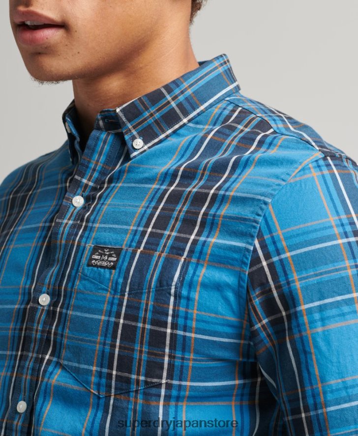 コットンチェックマーチャントシャツ 男性 Superdry 衣類 青 2J62PZ214