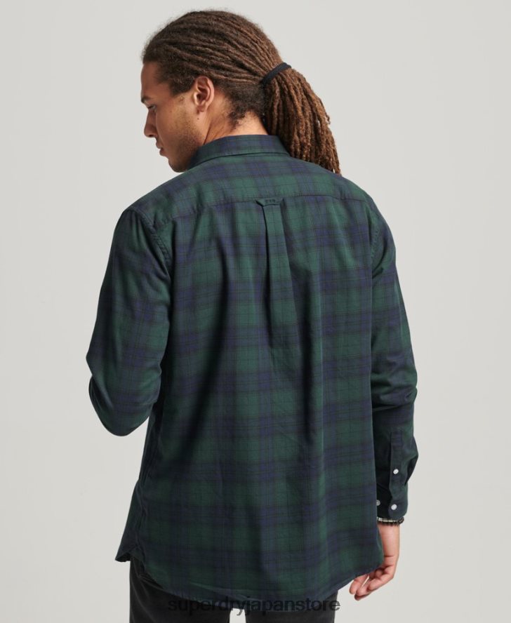 オーガニックコットン クラシックロンドン ボタンダウンシャツ 男性 Superdry 衣類 緑 2J62PZ215
