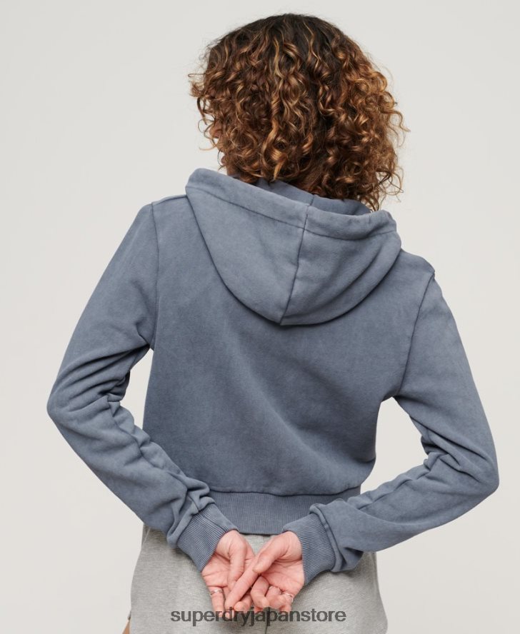 アスレチックエッセンシャルクロップジップパーカー 女性 Superdry 衣類 青 2J62PZ2155