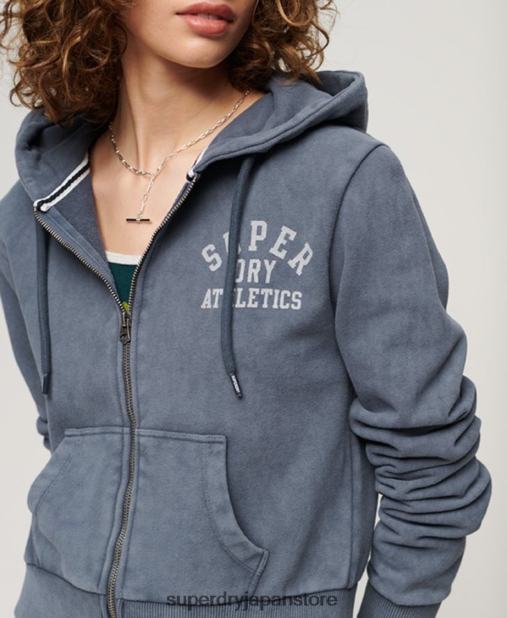 アスレチックエッセンシャルクロップジップパーカー 女性 Superdry 衣類 青 2J62PZ2155
