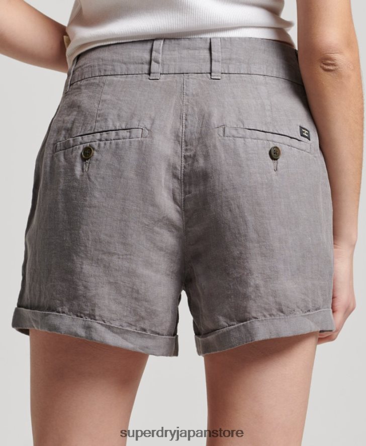 オーバーダイリネンショーツ 女性 Superdry 衣類 グレー 2J62PZ2156