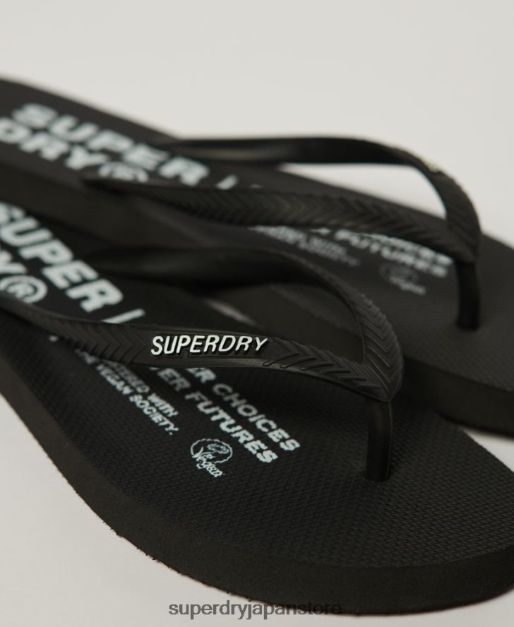 ビーガンビーチサンダル 女性 Superdry 靴 黒 2J62PZ2159